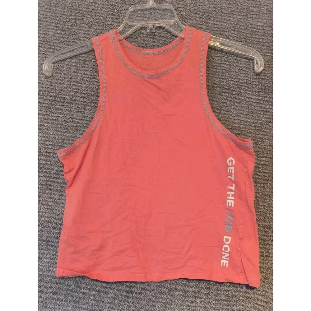Job 1 and Done Tank Top Womens Small Coral Contrast Stitching 1889
